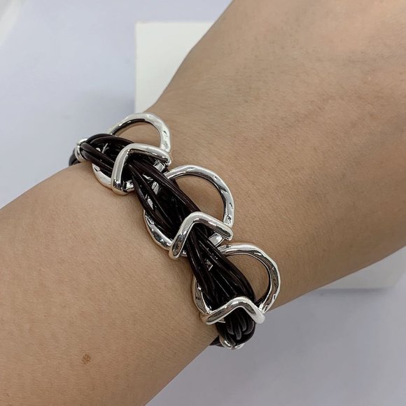 UNO de 50 STEPBYSTEP BRACELET + STEPS Necklace  Brown Leather Strips - Picture 7 of 17